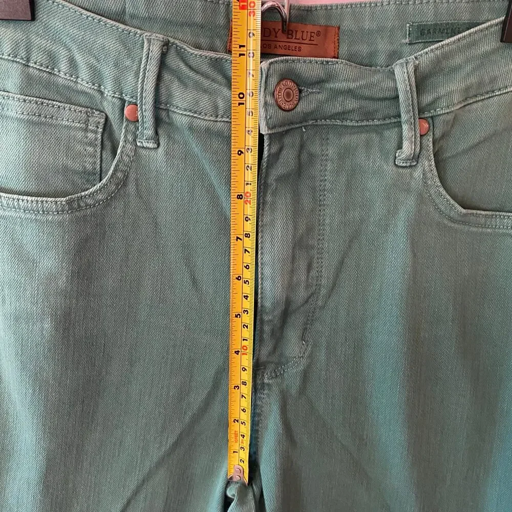 Judy Blue Teal Green Garment Dyed Bootcut Frayed Jeans Women's size 11 / 30 - Picture 10 of 11